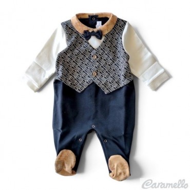 Tutina neonato finto gilet...