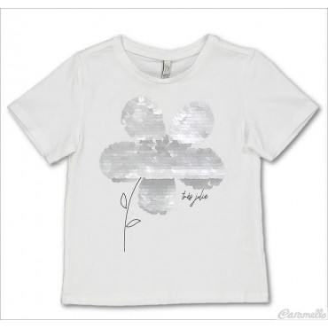 T-shirt ragazza con fiore in paillettes Birba Trybeyond