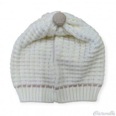 Cappellino neonato smacchinato con profilo a coste Stella